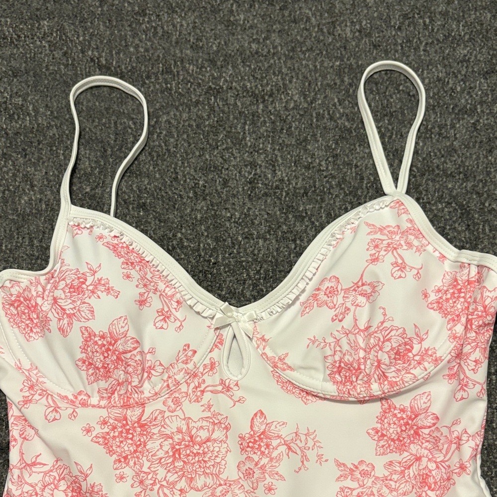 No Boundaries Pink Floral One-Piece Swimsuit - Picture 2 of 3